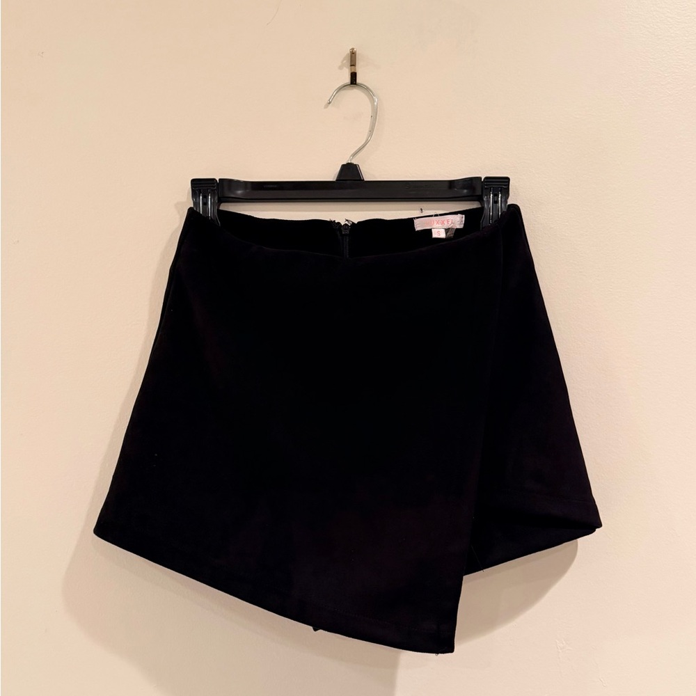 Luxxel Asymmetric Black Suede Skort